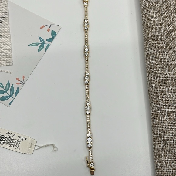 18K Gold Over 925 Silver CZ Tennis Bracelet - 7.25" - Picture 10 of 13